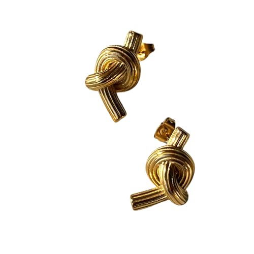 Vergoldete Vintage Hippie geknotete Ohrringe Einzigartiger hypoallergener wasserdichter Edelstahlschmuck für Frauen von Hao Wu Xuan