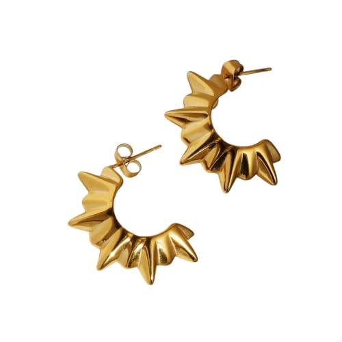 Vergoldete Vintage Sun Gear Gothic Ohrringe Hypoallergen Edelstahl Strand Übertriebener Schmuck für Frauen von Hao Wu Xuan
