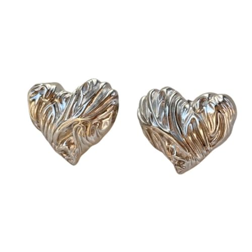 Vergoldete Vintage-geprägte Liebesherz-Plissee-Ohrringe hypoallergener moderner Edelstahlschmuck für Frauen Geschenk von Hao Wu Xuan
