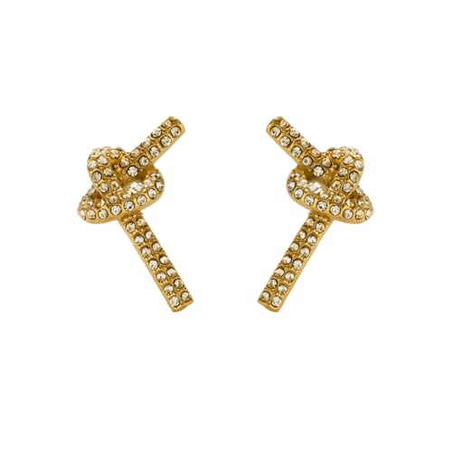 Vergoldete hypoallergene Edelstahl Zirkon Knoten Twist Unregelmäßige Ohrringe Modell Schmuck für Frauen anzeigen von Hao Wu Xuan
