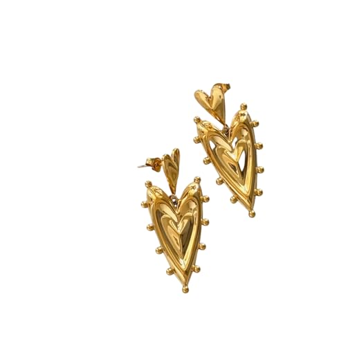 Vergoldete mittelalterliche spitze Liebe Herz Tänzerin Ohrringe hypoallergener Edelstahlschmuck für Frauen von Hao Wu Xuan