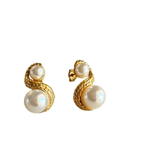 Vergoldete niedliche natürliche Perle OOTD Ohrstecker für Frauen hypoallergener Edelstahlschmuck von Hao Wu Xuan