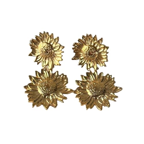 Vergoldete zierliche Sonnenblumen-Ohrhänger Hypoallergener Edelstahl Indischer Designer Daisy Schmuck für Frauen Vergoldete zierliche Sonnenblumen-Ohrhänger Hypoallergener Edelstahl Indischer Designer Daisy Schmuck für Frauen von Hao Wu Xuan