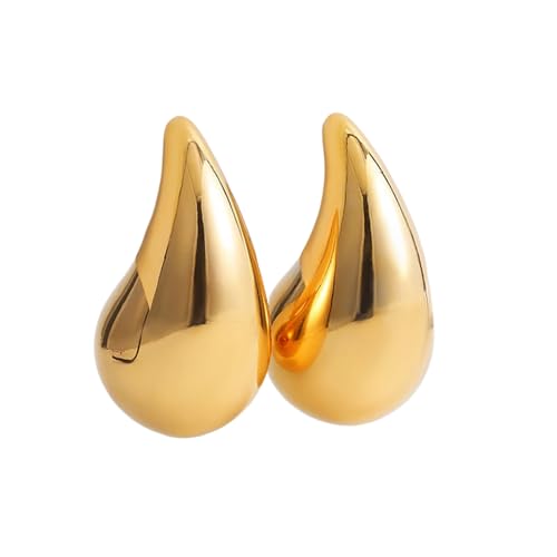 Vintage Glänzende Wassertropfen Ohrringe für Frauen Leichte Hohle Dicke Träne Gold Farbe Chunky Creolen Modeschmuck von Hao Wu Xuan