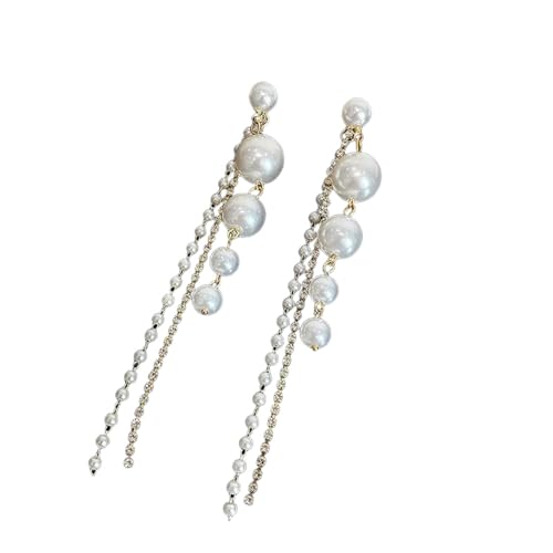 Vintage Gold Farbe Lange Hängende Ohrringe für Frauen Kristall Simulierte Perle Quaste Ohrring 2023 Trend Brincos Schmuck von Hao Wu Xuan