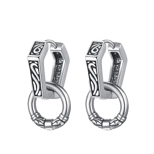 Vintage Kreative Tropfen Ohrringe Edelstahl Trendy Pierced für Männer und Frauen Punk Rock Sechseckiger Ohrring Schmuck Geschenk von Hao Wu Xuan