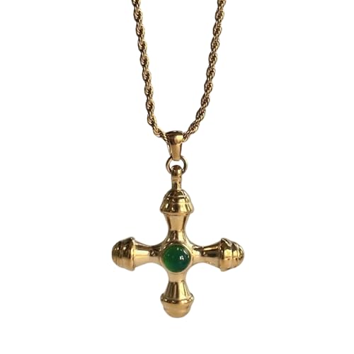 Vintage Kreuz Ägyptische Bernstein Halskette Ohrringe Set Edelstahl Vergoldet Anlaufen Freies Paar Schmuck Accessoireorie von Hao Wu Xuan