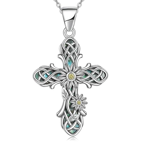 Vintage Kreuz Anhänger Halskette für Frauen Zartes Muster Blume lebendig Hals Accessoires Vielseitig Wunderschön Party Schmuck von Hao Wu Xuan