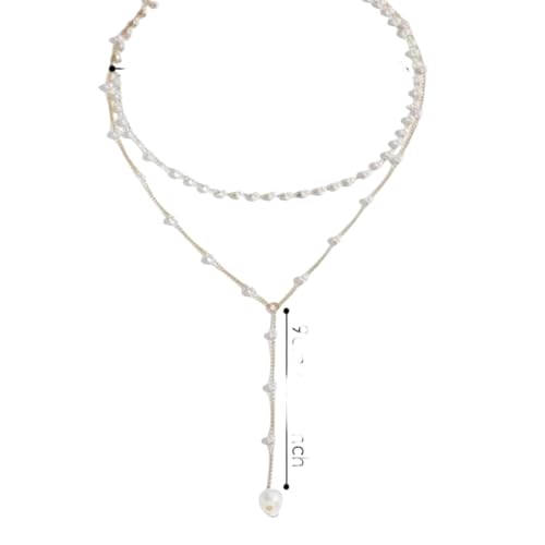 Vintage Layered Halskette für Frauen Imitation Pearl Cross Anti-Allergie Lange Y-Form Halskette Exquisites Sommerschmuck Geschenk von Hao Wu Xuan
