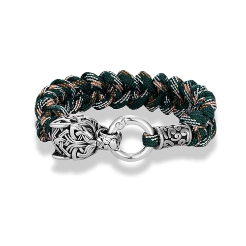 Vintage Nordische Runen Keltische Wolf Überleben Seil Armbänder Männer Handgemachte Outdoor Edelstahl Lanyard Armband Wikinger Schmuck von Hao Wu Xuan
