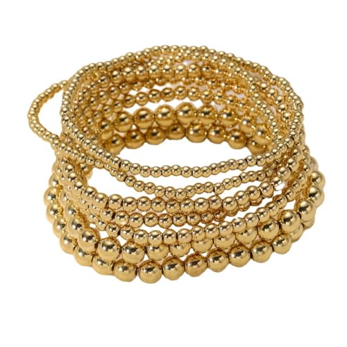 Vintage handgemachte Gold Farbe Perlen Armbänder Set 7 Stück Stretch Frauen Trendige Armbänder Fshion Mädchen Party Boho Schmuck von Hao Wu Xuan