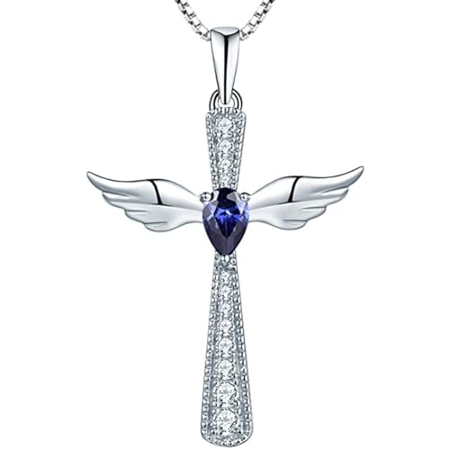 Winkel Flügel Halskette für Frauen Blau Kubisches Temperament Elegante Anhänger Halskette Braut Hochzeit Trendiger Schmuck von Hao Wu Xuan