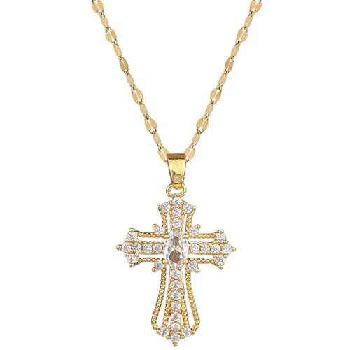 Wunderschöne Kreuz funkelnde kubische Anhänger Halskette für Frauen Mode Vielseitige Edelstahl Kette Schmuck Geschenke von Hao Wu Xuan