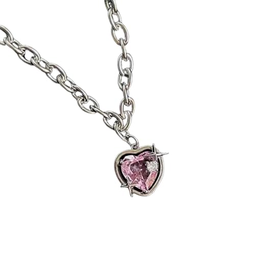 Y2K Accessoires Pfirsich Herz Wasser Tropfen Anhänger Halskette Rosa Kristall Ohrring für Frauen oder Mädchen Party Schmuck von Hao Wu Xuan