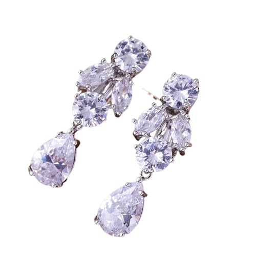 Zarte hängende Ohrringe Braut Hochzeit Accessoires silberne Farbe Ohrringe mit Kristall CZ Stein trendiger Schmuck für Frauen von Hao Wu Xuan
