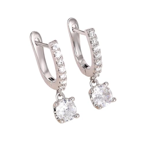 Zierliche Ohrhänger für Frauen Dezentes Design Intarsien Schillernder Kristall Kubisches Temperament Lady Schmuck von Hao Wu Xuan