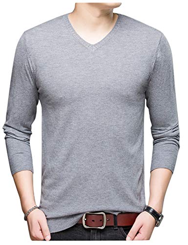 HaoMay Herren Slim Fit V Ausschnitt Pullover Kaschmir Strickpullover Pullover, hellgrau, X-Klein HaoMay Herren Slim Fit V Ausschnitt Pullover Kaschmir Strickpullover Pullover, hellgrau, X-Klein von HaoMay