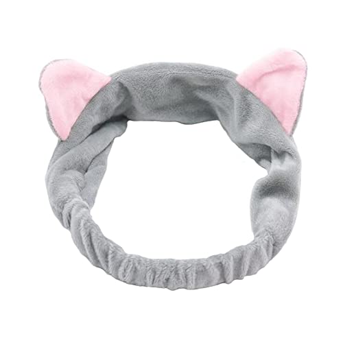 Haobase 1 Stück Stirnband-Haarband mit Katzenohr für Gesichtswäsche oder Make-up (Grau) von Haobase