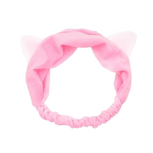Haobase 1 Stück Stirnband-Haarband mit Katzenohr für Gesichtswäsche oder Make-up (Rosa) von Haobase