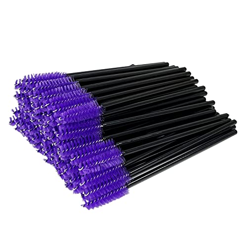 Haobase 100 Einweg-Wimpernpinsel, Mascara-Zauberstäbe, Augenbrauenpinsel, Make-up-Pinsel, Werkzeug (schwarz-lila) von Haobase