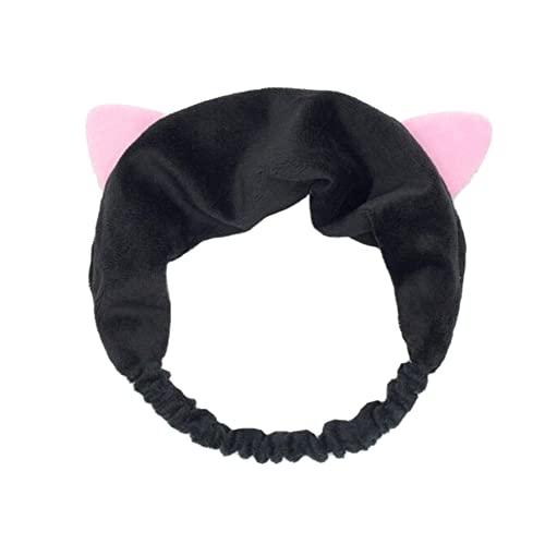 Haobase 1pcs Stirnband Haarbänder Mit Katzenohr Für Gesicht Waschen Oder Make-up (Schwarz) von Haobase