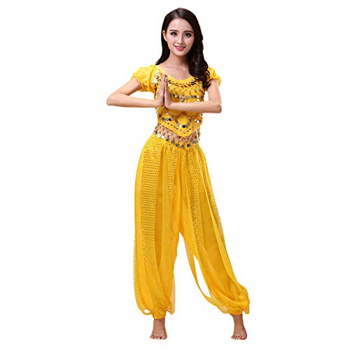 Haodasi Bauchtanz Kostüm für Damen Tanzen Top + Laterne Hosen Professionel Karneval Tänzer Outfit Suit von Haodasi