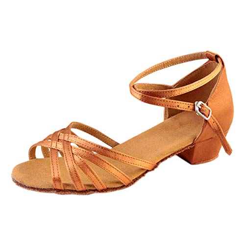 Haodasi Damen Student's Lateinische Schuhe Satin/PU Tanzschuhe Latin Sandals - Peep-Toe Fesselriemene Hoher Absatz Salsa Jazz Tango Partei Innen Women Dance Shoes von Haodasi