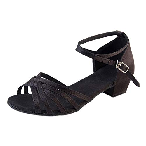 Haodasi Damen Student's Lateinische Schuhe Satin/PU Tanzschuhe Latin Sandals - Peep-Toe Fesselriemene Hoher Absatz Salsa Jazz Tango Partei Innen Women Dance Shoes von Haodasi