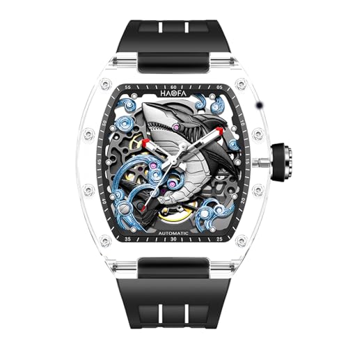 Haofa 3D-Geschnitzte Hai-Mechanische Uhr für Herren, automatische, Hohle, transparente Glasgehäuseuhr, wasserdichte, leuchtende Herrenuhr 2322 Schwarz Haofa 3D-Geschnitzte Hai-Mechanische Uhr für Herren, automatische, Hohle, transparente Glasgehäuseuhr, wasserdichte, leuchtende Herrenuhr 2322 Schwarz von Haofa