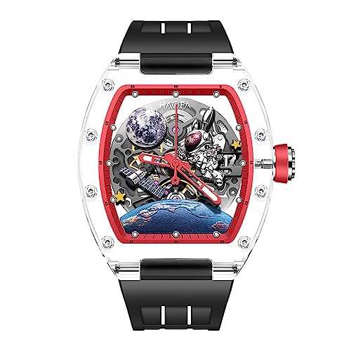 Haofa 3D Interstellar Spaceship Mechanische Uhr für Männer automatisch Hohle transparente Glas Hülle wasserdichte leuchtende Mondkaninchen Männer Watch Casual Mode 2320 Rot Haofa 3D Interstellar Spaceship Mechanische Uhr für Männer automatisch Hohle transparente Glas Hülle wasserdichte leuchtende Mondkaninchen Männer Watch Casual Mode 2320 Rot von Haofa