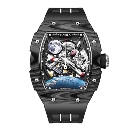 Haofa Automatische Kohlefaser 3D Mond Kaninchen Raumschiff Mechanische Uhr für Männer Hohl Wasserdicht Leuchtende Männer Uhr Lässige Mode 1986 Schwarz Haofa Automatische Kohlefaser 3D Mond Kaninchen Raumschiff Mechanische Uhr für Männer Hohl Wasserdicht Leuchtende Männer Uhr Lässige Mode 1986 Schwarz von Haofa