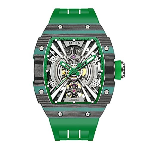 Haofa Automatische Mechanische Herrenuhr Skeleton Carbon Fiber Uhr Leuchtend Wasserdicht Business Sport Automatikuhr für Herren 1906 Grün Haofa Automatische Mechanische Herrenuhr Skeleton Carbon Fiber Uhr Leuchtend Wasserdicht Business Sport Automatikuhr für Herren 1906 Grün von Haofa