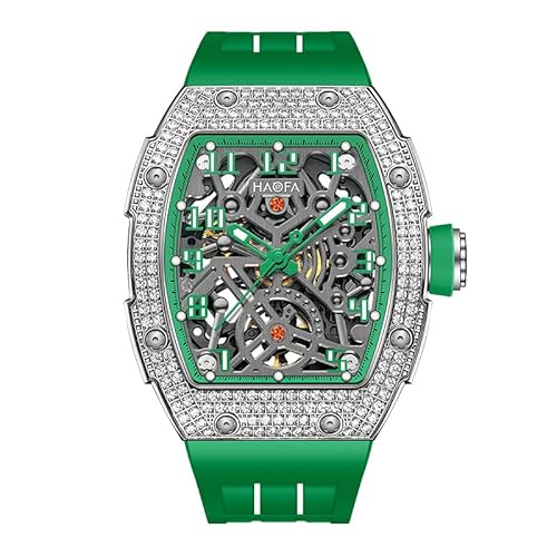 Haofa Automatische Mechanische Herrenuhr Skeleton Double-Side Hollow Dial Watch Diamantgehäuse Saphirspiegel Leuchtende wasserdichte Sportuhren für Herren 1923S Grün Haofa Automatische Mechanische Herrenuhr Skeleton Double-Side Hollow Dial Watch Diamantgehäuse Saphirspiegel Leuchtende wasserdichte Sportuhren für Herren 1923S Grün von Haofa