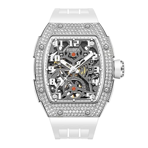 Haofa Automatische Mechanische Herrenuhr Skeleton Double-Side Hollow Dial Watch Diamantgehäuse Saphirspiegel Leuchtende wasserdichte Sportuhren für Herren 1923S Weiß Haofa Automatische Mechanische Herrenuhr Skeleton Double-Side Hollow Dial Watch Diamantgehäuse Saphirspiegel Leuchtende wasserdichte Sportuhren für Herren 1923S Weiß von Haofa