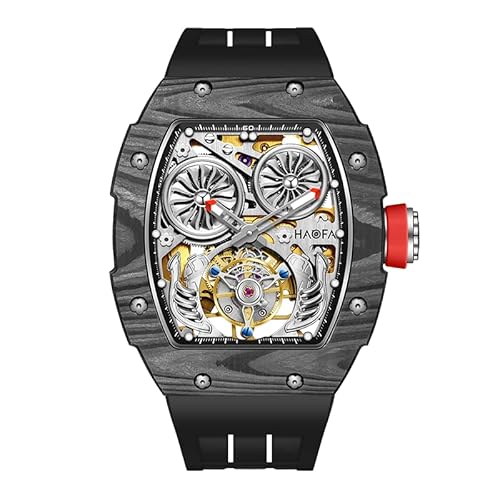 Haofa Automatische Tourbillon Herrenuhr Skelett Mechanische Uhren Kohlefaser Sapphire wasserdichte Freizeitwache für Männer Schwarz 1922 Haofa Automatische Tourbillon Herrenuhr Skelett Mechanische Uhren Kohlefaser Sapphire wasserdichte Freizeitwache für Männer Schwarz 1922 von Haofa