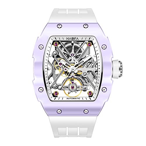 Haofa Automatische mechanische Uhr für Herren, Keramiklünette, Skelettuhr, Saphir, Leuchtend, wasserdicht, Business-Sport, Selbstaufzugsuhr, 1988 Violett Haofa Automatische mechanische Uhr für Herren, Keramiklünette, Skelettuhr, Saphir, Leuchtend, wasserdicht, Business-Sport, Selbstaufzugsuhr, 1988 Violett von Haofa