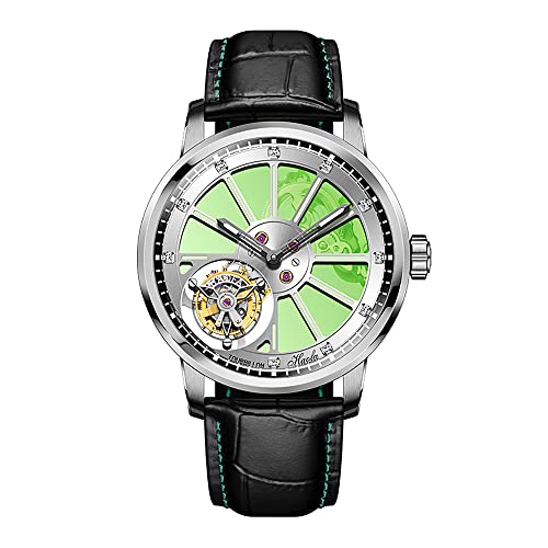Haofa Flying Tourbillon Uhren für Herren Luxus-Doppelskelett-Uhrwerk Saphir leuchtende Diamantskala Manuelle mechanische Armbanduhr Leichte Business-Uhr 1925A Silbergrün Haofa Flying Tourbillon Uhren für Herren Luxus-Doppelskelett-Uhrwerk Saphir leuchtende Diamantskala Manuelle mechanische Armbanduhr Leichte Business-Uhr 1925A Silbergrün von Haofa