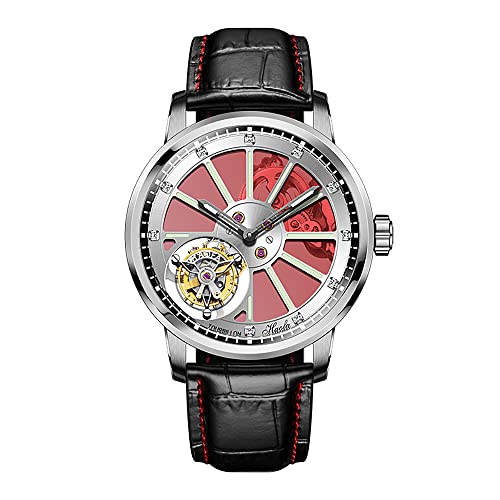Haofa Flying Tourbillon Uhren für Herren Luxus-Doppelskelett-Uhrwerk Saphir leuchtende Diamantskala Manuelle mechanische Armbanduhr Leichte Business-Uhr 1925A Silberrot Haofa Flying Tourbillon Uhren für Herren Luxus-Doppelskelett-Uhrwerk Saphir leuchtende Diamantskala Manuelle mechanische Armbanduhr Leichte Business-Uhr 1925A Silberrot von Haofa