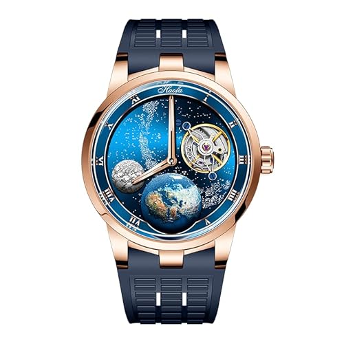 Haofa Karussell Schwungrad Mechanische Uhr Double Spring Fantasy Sky Uhr Sapphire wasserdichte Karusselluhr 80H Gangreserve Handaufzug Herrenuhr mechanisch 1952 Roségold von Haofa