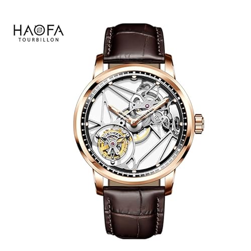 Haofa Manuelle Fliegende Tourbillon-Uhr für Herren, Doppelskelett-Uhrwerk, Saphir, Leuchtend, wasserdicht, hohl, mechanisch, Luxus-Herrenuhr 1925B Roségold Haofa Manuelle Fliegende Tourbillon-Uhr für Herren, Doppelskelett-Uhrwerk, Saphir, Leuchtend, wasserdicht, hohl, mechanisch, Luxus-Herrenuhr 1925B Roségold von Haofa