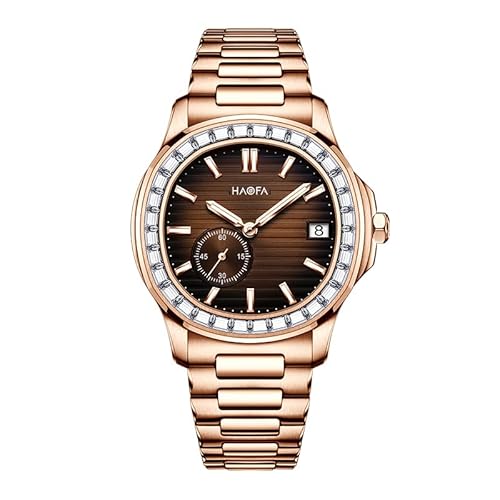 Haofa Mikrorotor Automatische mechanische Uhr für Herren 9,7 mm dünne zweite Scheibe Kalender Herrenuhr Zirkon Lünette Saphir Edelstahl leuchtende Uhr Business Casual 2290 Roségold-Braun Haofa Mikrorotor Automatische mechanische Uhr für Herren 9,7 mm dünne zweite Scheibe Kalender Herrenuhr Zirkon Lünette Saphir Edelstahl leuchtende Uhr Business Casual 2290 Roségold-Braun von Haofa