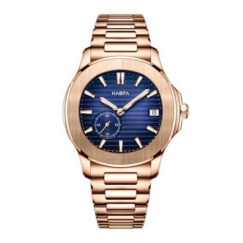 Haofa Mikrorotor-Mechanikuhr für Herren, 9,7 mm dünne zweite Scheibe Kalender Herren-Automatikuhr Saphir-Edelstahl leuchtende Uhr Business Casual 2290N rosablau Haofa Mikrorotor-Mechanikuhr für Herren, 9,7 mm dünne zweite Scheibe Kalender Herren-Automatikuhr Saphir-Edelstahl leuchtende Uhr Business Casual 2290N rosablau von Haofa