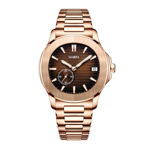Haofa Mikrorotor-Mechanikuhr für Herren, 9,7 mm dünne zweite Scheibe Kalender Herren-Automatikuhr Saphir-Edelstahl leuchtende Uhr Business Casual 2290N rosabraun Haofa Mikrorotor-Mechanikuhr für Herren, 9,7 mm dünne zweite Scheibe Kalender Herren-Automatikuhr Saphir-Edelstahl leuchtende Uhr Business Casual 2290N rosabraun von Haofa