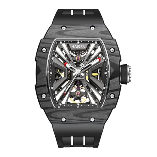Haofa Skeleton Mechanische Uhr Kohlefaser Lünette Edelstahlgehäuse Saphir Wasserdicht Business Casual Uhr für Herren 1929 Schwarz Haofa Skeleton Mechanische Uhr Kohlefaser Lünette Edelstahlgehäuse Saphir Wasserdicht Business Casual Uhr für Herren 1929 Schwarz von Haofa
