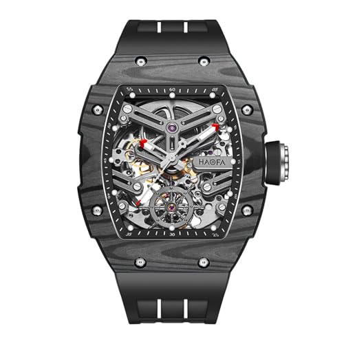 Haofa Skeleton automatische mechanische Herrenuhr, Kohlefaser-Uhr, leuchtende wasserdichte Business-Sport-Selbstaufzugsuhr für Herren, 1982 Schwarz Haofa Skeleton automatische mechanische Herrenuhr, Kohlefaser-Uhr, leuchtende wasserdichte Business-Sport-Selbstaufzugsuhr für Herren, 1982 Schwarz von Haofa