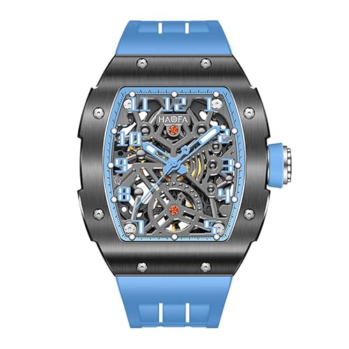 Haofa Skeleton automatische mechanische Uhr für Männer, Doppelseitiges Hohlzifferblatt Edelstahl Saphir Leuchtend wasserdicht Herrenuhr, normal Business Casual, 1980A Blau Haofa Skeleton automatische mechanische Uhr für Männer, Doppelseitiges Hohlzifferblatt Edelstahl Saphir Leuchtend wasserdicht Herrenuhr, normal Business Casual, 1980A Blau von Haofa
