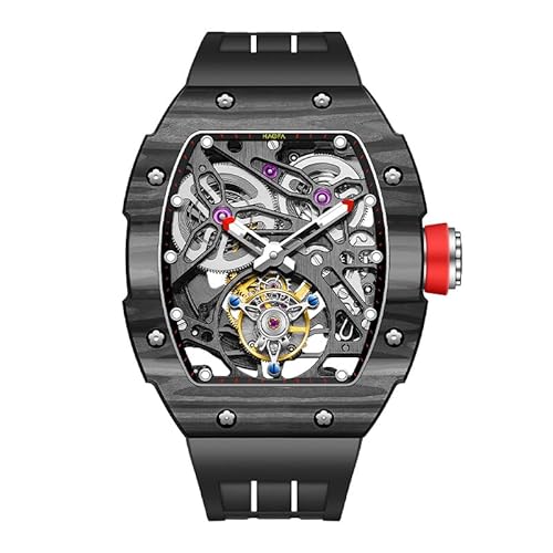 Haofa Tourbillon Mechanische Uhr für Herren Automatische Skelettuhr Selbstaufzug Kohlefaseruhr Saphir Wasserdicht Leuchtend 72H Gangreserve Herrenuhr 1901-1 Schwarz Haofa Tourbillon Mechanische Uhr für Herren Automatische Skelettuhr Selbstaufzug Kohlefaseruhr Saphir Wasserdicht Leuchtend 72H Gangreserve Herrenuhr 1901-1 Schwarz von Haofa
