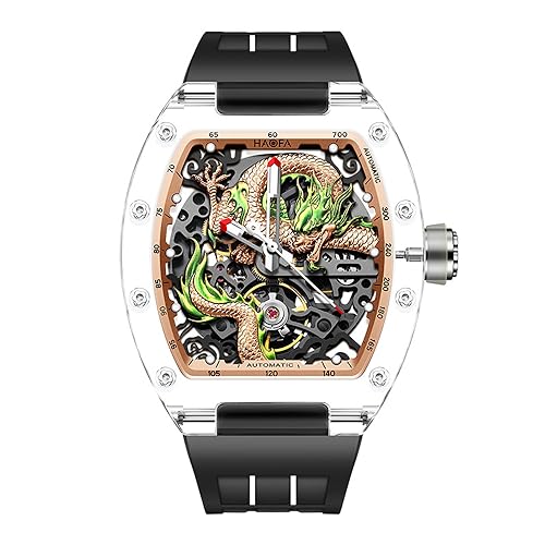 Haofa Transparente 3D-Drachen-Mechanische Uhr für Herren, Automatische Hohlglasgehäuseuhr, Wasserdicht, Leuchtend, Herrenuhr, Lässige Mode, 2321 Gold Haofa Transparente 3D-Drachen-Mechanische Uhr für Herren, Automatische Hohlglasgehäuseuhr, Wasserdicht, Leuchtend, Herrenuhr, Lässige Mode, 2321 Gold von Haofa