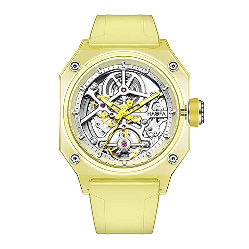 Haofa transparente Kristalluhr für Männer, Skelett automatische mechanische Quadratwache wasserdichte leuchtende Männer Armbanduhr Simple Light Fashion Watch 2208 Haofa transparente Kristalluhr für Männer, Skelett automatische mechanische Quadratwache wasserdichte leuchtende Männer Armbanduhr Simple Light Fashion Watch 2208 von Haofa