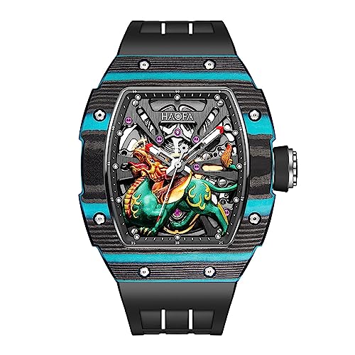 aofa Automatische mechanische Uhr für Männer 3D geschnitzt verheißungsvolle Biest Zifferblatt Sapphire wasserdichte leuchtende Uhr Luxus Skelett Herren Uhr 80H Power Reserve 1972 Grün Schwarz aofa Automatische mechanische Uhr für Männer 3D geschnitzt verheißungsvolle Biest Zifferblatt Sapphire wasserdichte leuchtende Uhr Luxus Skelett Herren Uhr 80H Power Reserve 1972 Grün Schwarz von Haofa